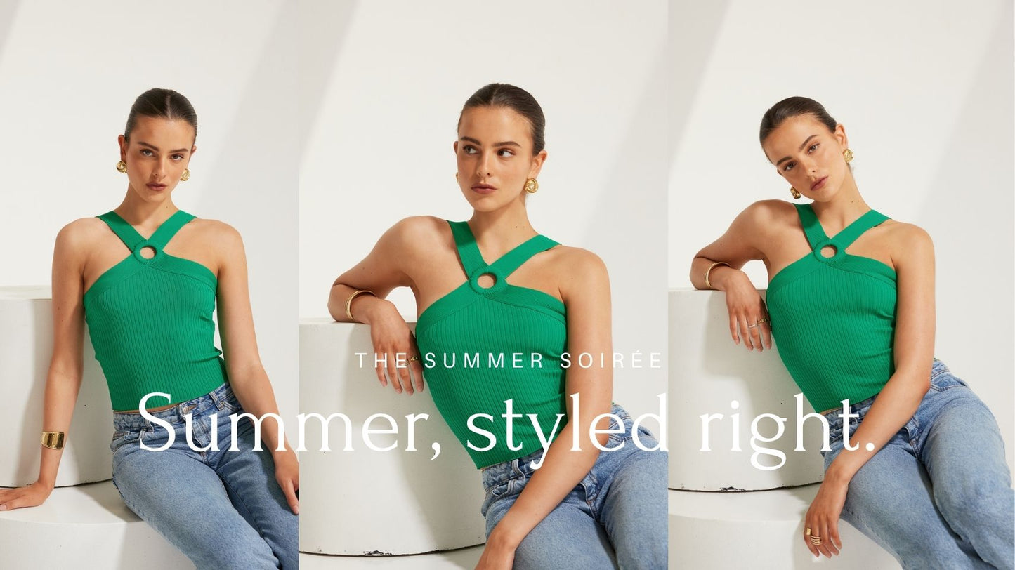TG1992-2 Zoey Halter Knit Top Jade. Australian women’s fashion brand Rosebullet The Label Wholesale Collection, featuring trend driven dresses, tops, pants, skirts, skorts, shorts, knitwear, jumpsuits, playsuits, outerwear, restocked bestsellers, and more for modern boutiques.
