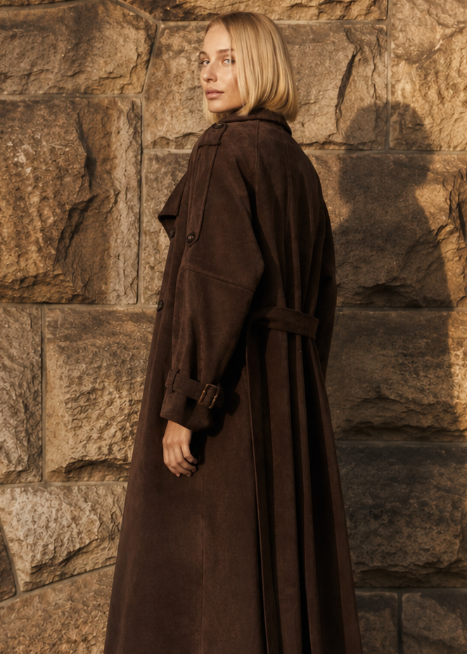 TT91012 Marlowe Suede Trench Coat. Australian women’s fashion brand Rosebullet The Label Wholesale Collection, featuring trend driven dresses, tops, pants, skirts, skorts, shorts, knitwear, jumpsuits, playsuits, outerwear, restocked bestsellers, and more for modern boutiques.