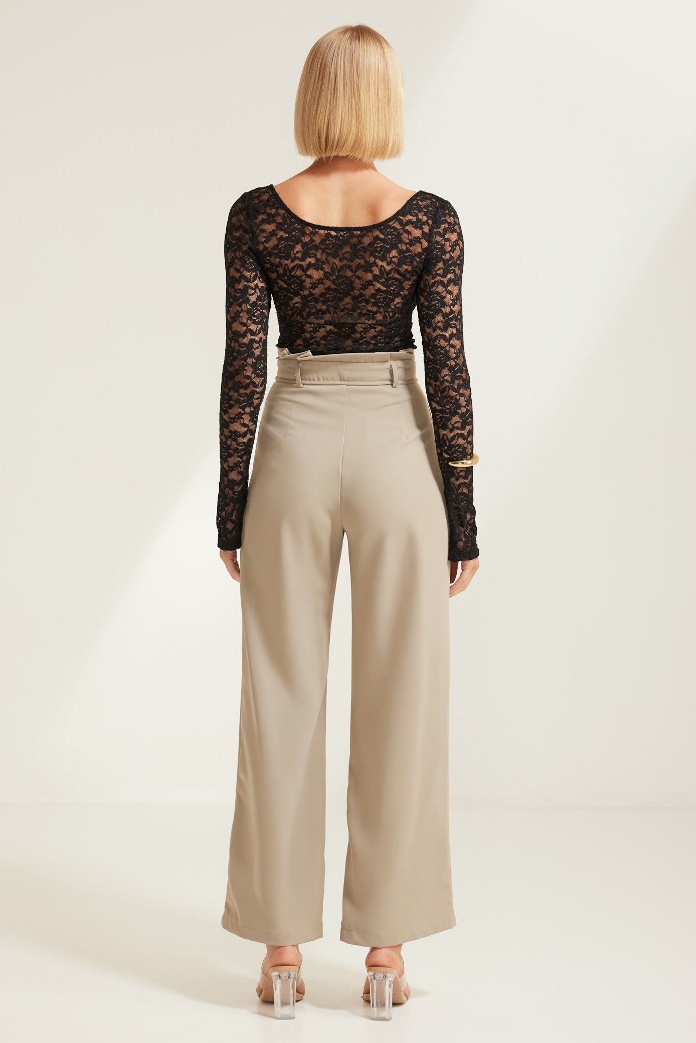 TT9893 Loretta High Waist Paper Bag Pant Oyster Grey. Australian women’s wholesale bottoms fashion from Rosebullet the label. High waisted Pant.