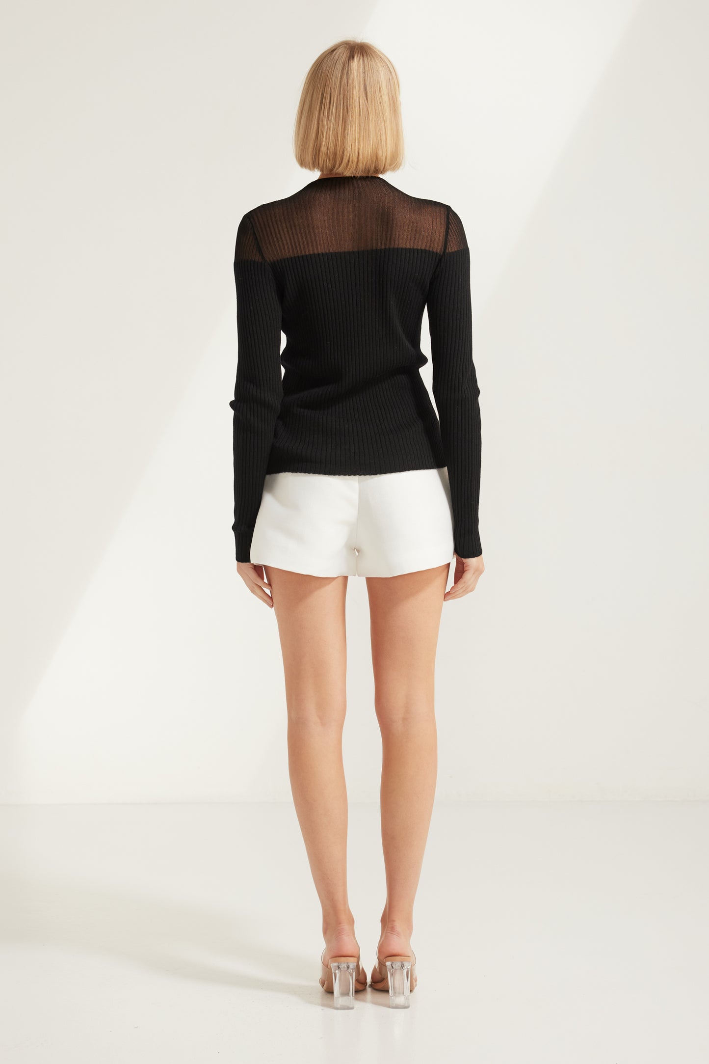 TW3822 Noor High Waist Dressy Shorts in Almond. Australian women’s WHOLESALE SHORTS. High waisted short in Structure satin fabric.