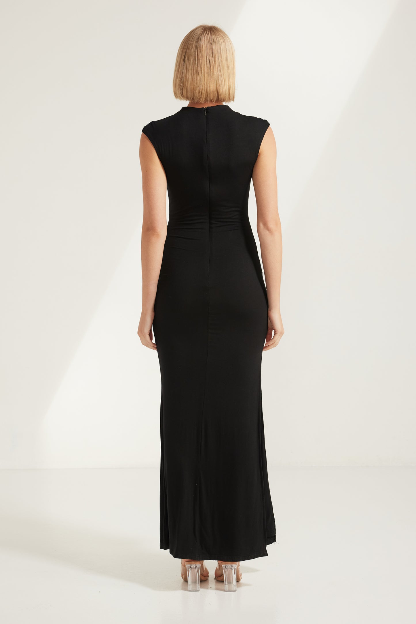 Australian women's fashion wholesale midi dresses, TW4522 Jovie Cut Out Front Midi Dress Black colour