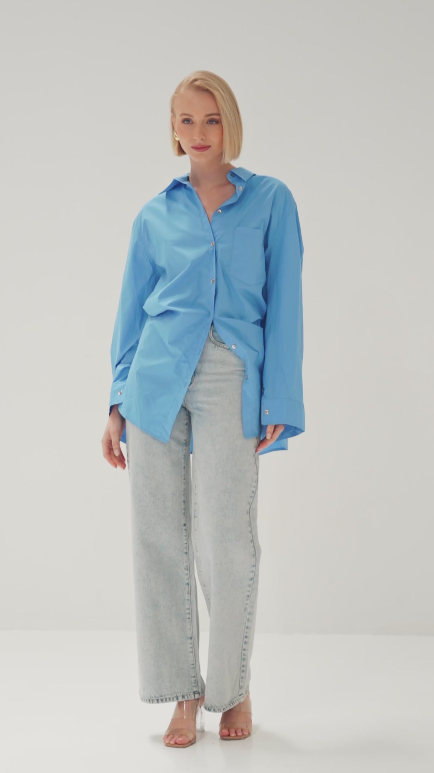 TW4551C Ryann Oversized Boyfriend Shirt Blue