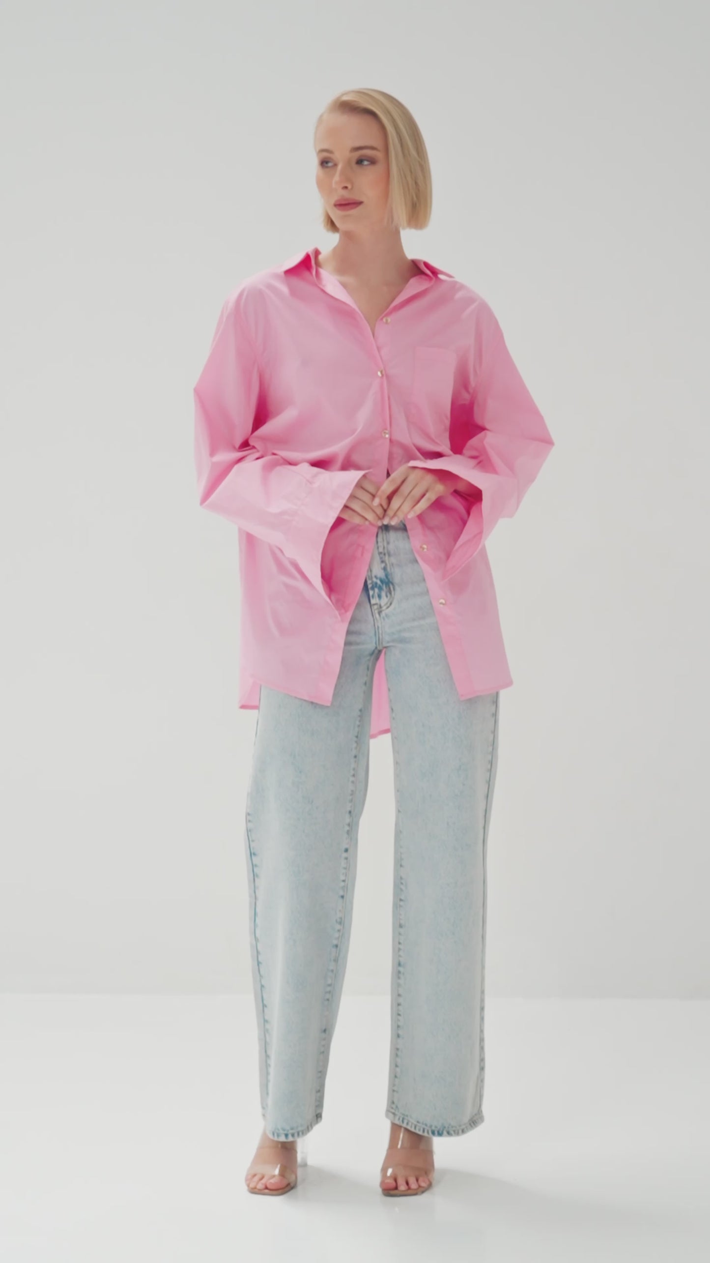 TW4551C Ryann Oversized Boyfriend Shirt Pink