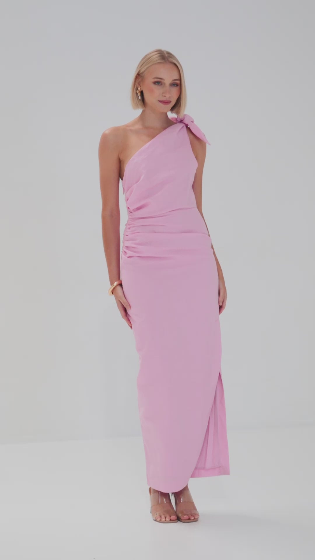 TW4116 Alia One Shoulder Maxi Dress Pink