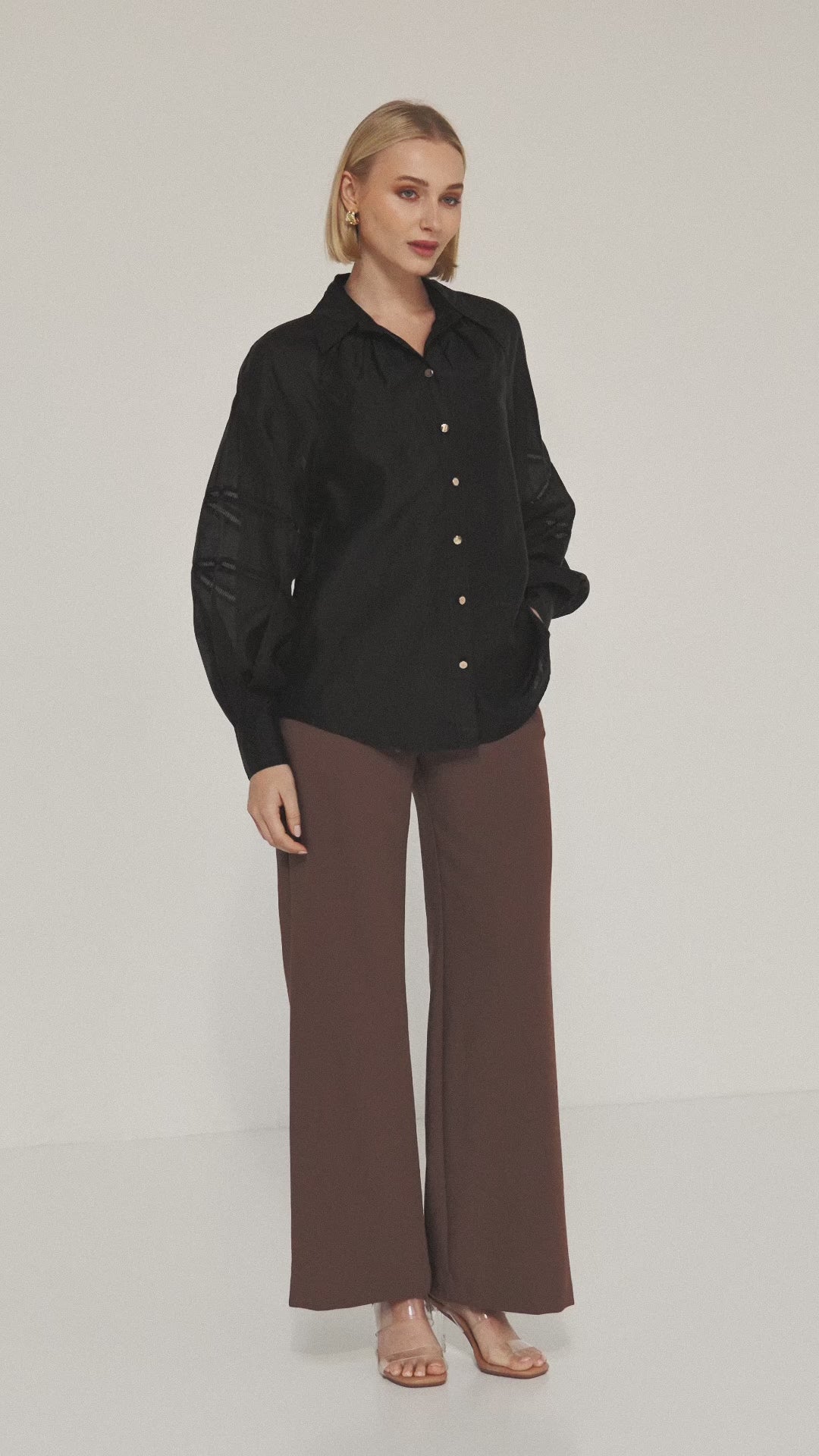 TW5012 Evienne Sheer Blouse Black