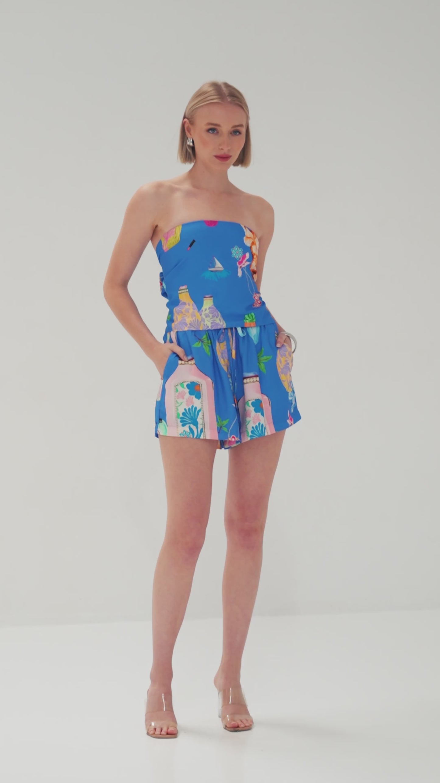 TW4858 Perfume Dreams Shorts Blue Print