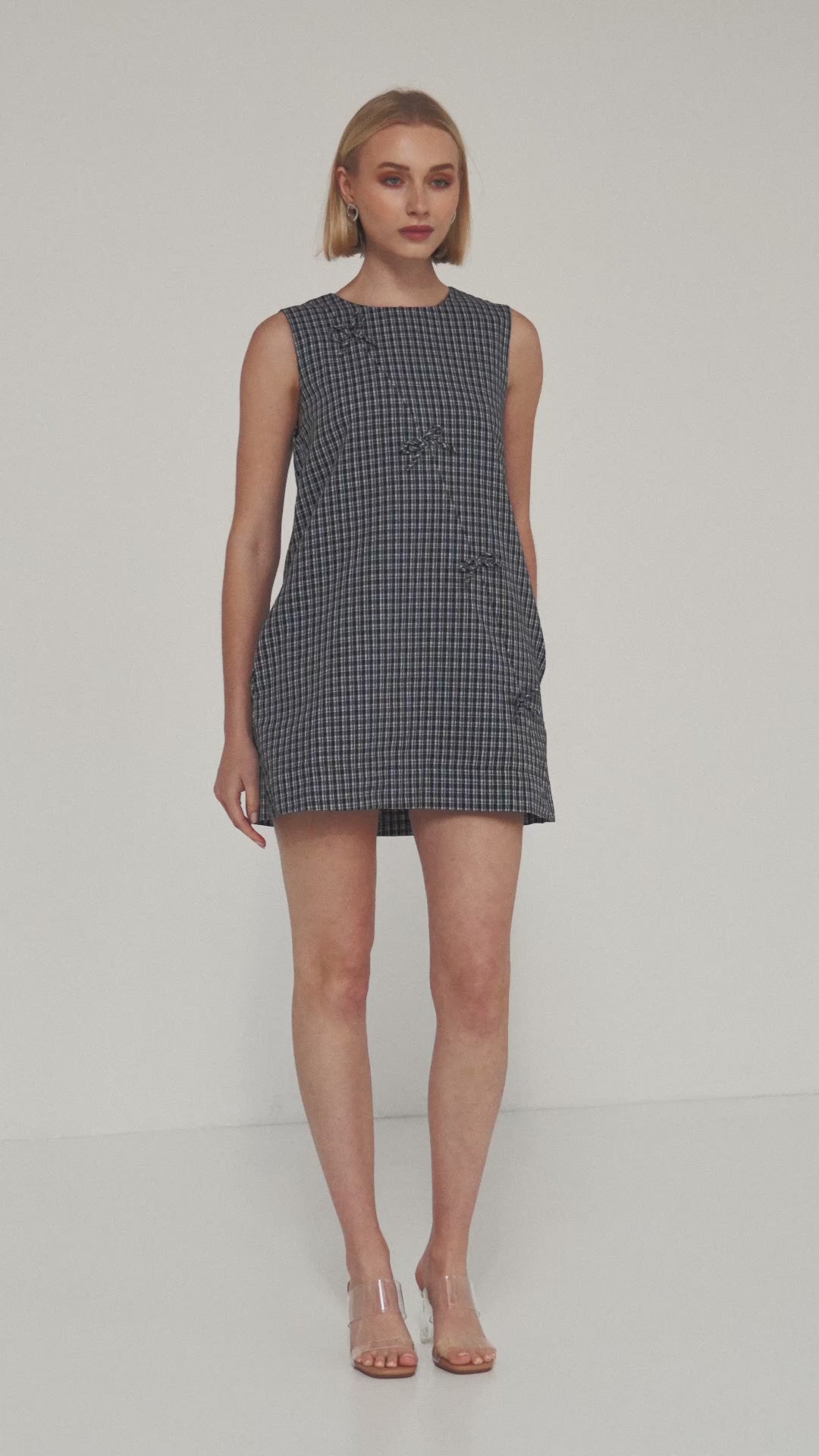 TW4182A The Check Edit Mini Dress Blue