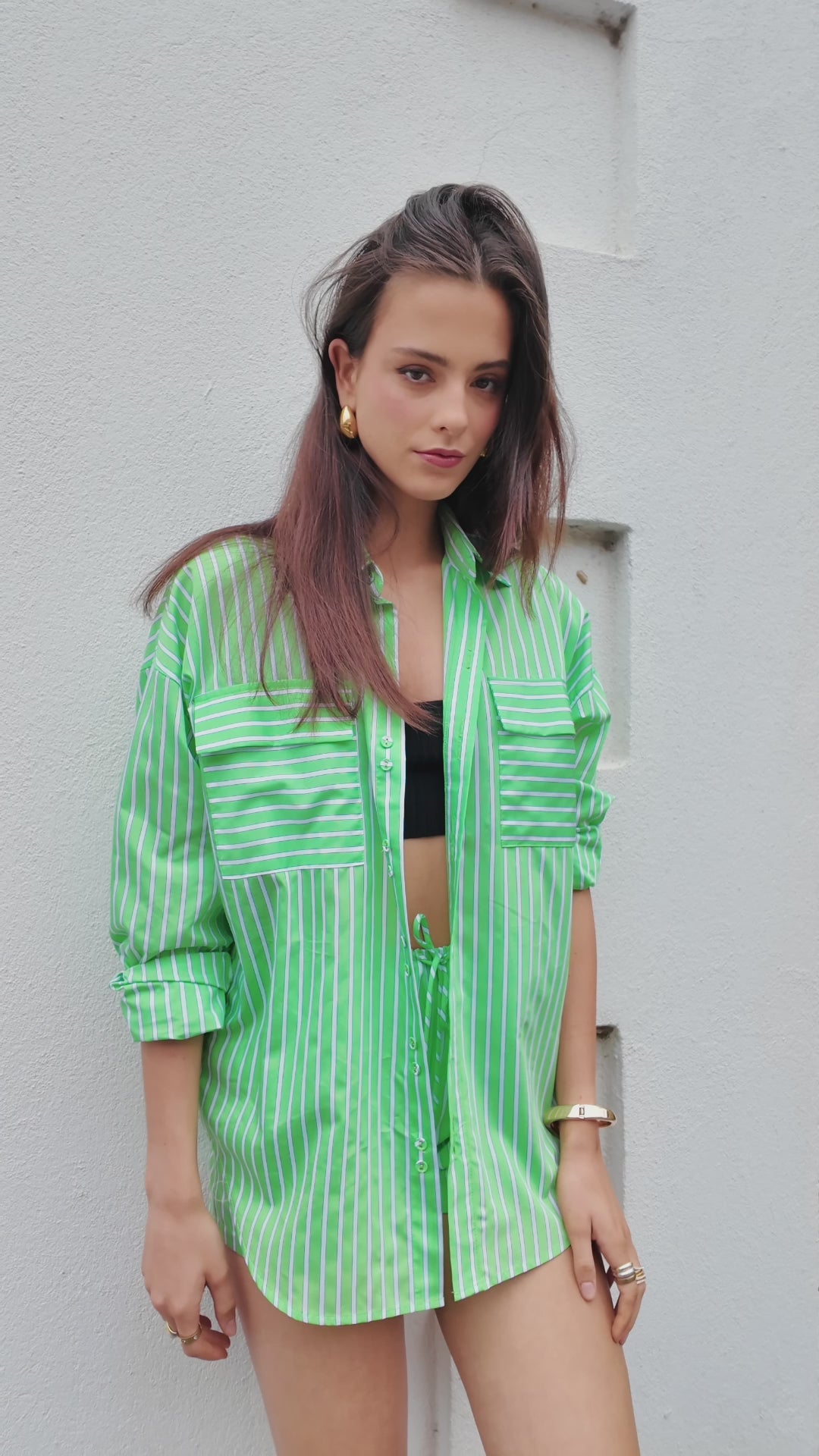 TT9805A Jac Stripe Shorts Mint/White