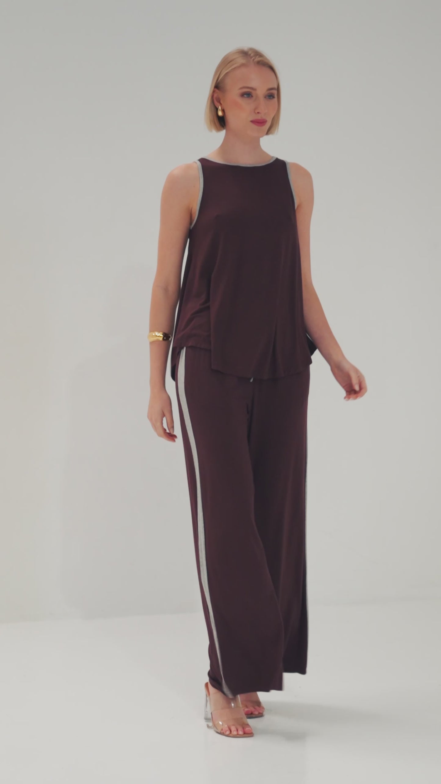 TW4717A Coastline Sleeveless Long Top Chocolate