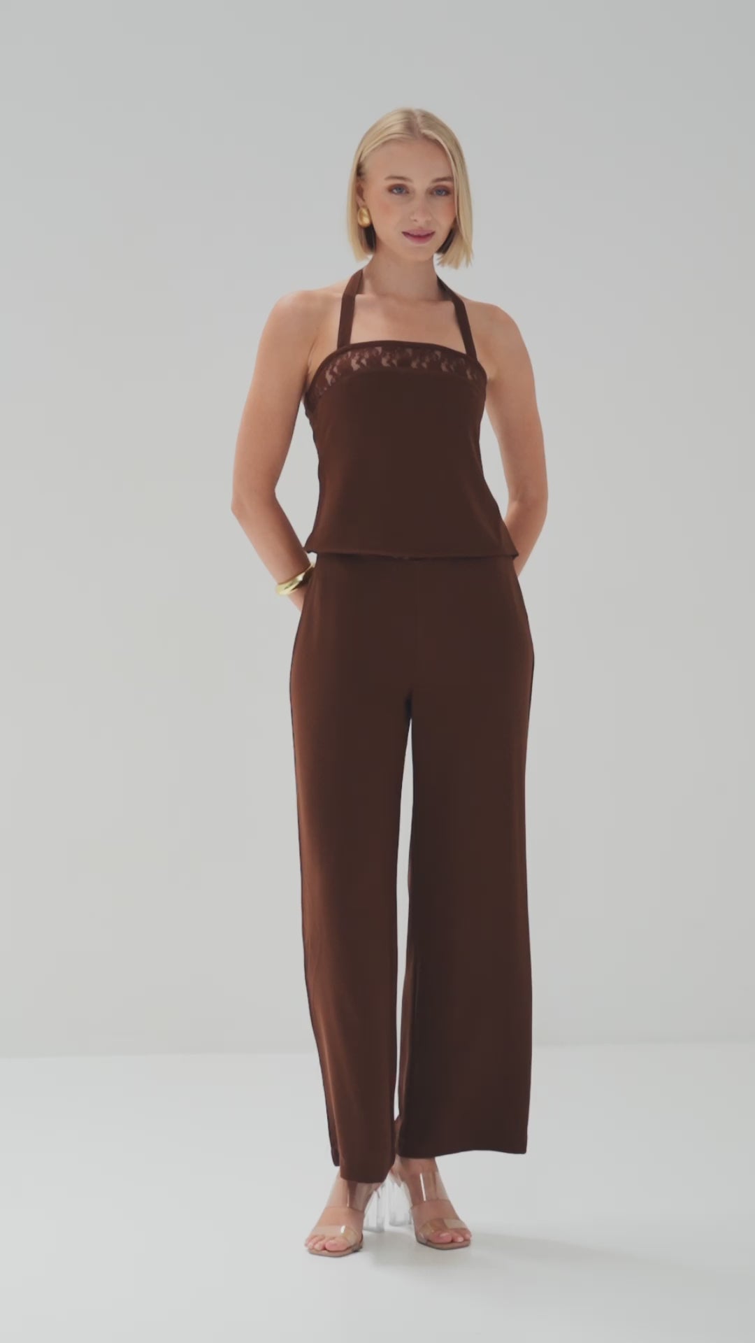 TW4635 Lace Whisper Top Chocolate