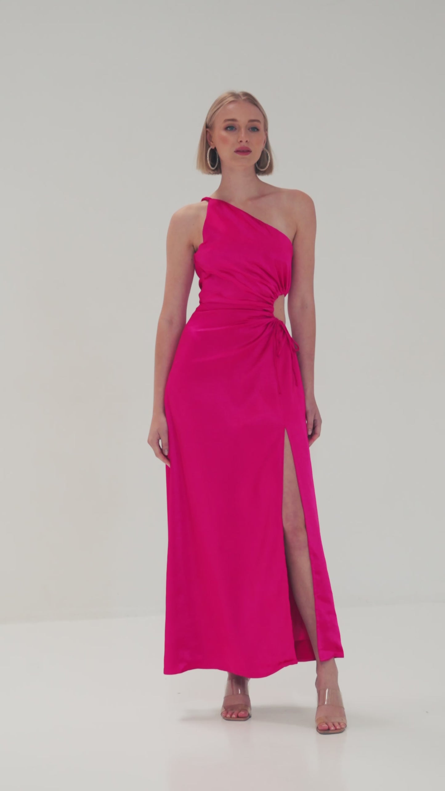 TW3462-A Emelia Cut Out Waist Dress Fuchsia