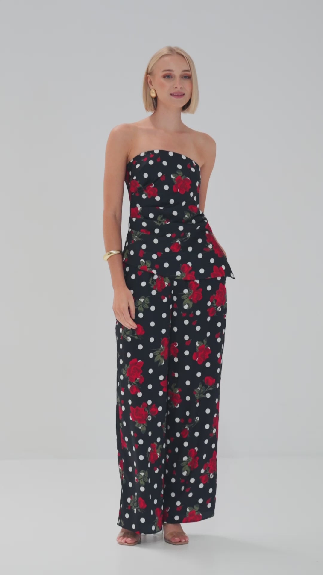TW4823D Belle Rose Strapless Top Black/Red