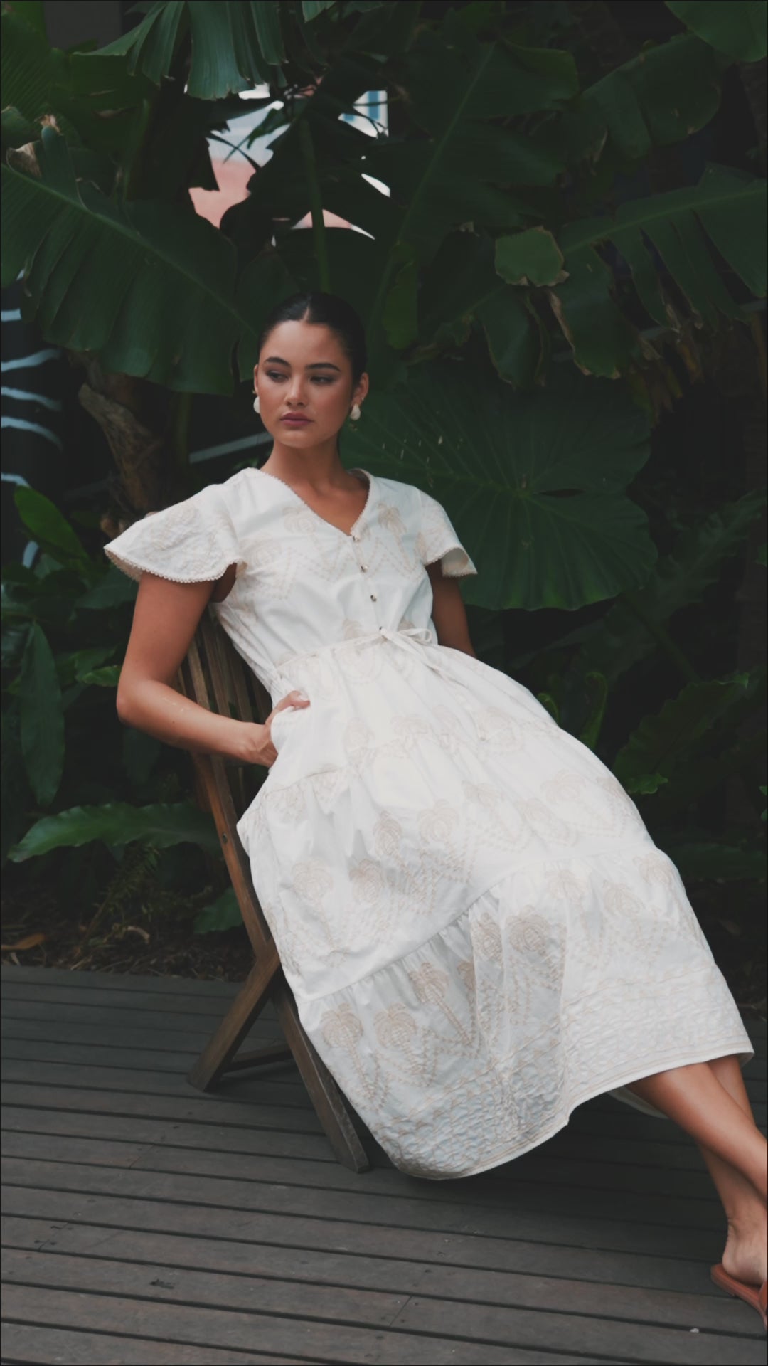 TW4672A Palm Haven Maxi Dress Cream/Beige