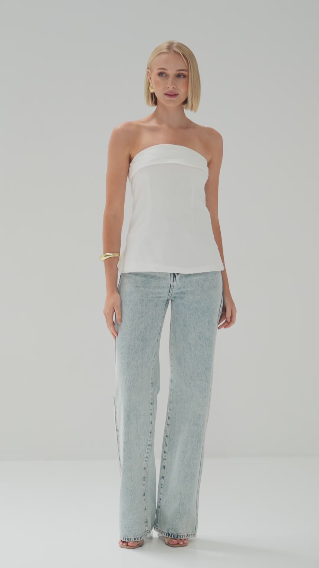 TW4765 Oslo Linen Strapless Top Cream