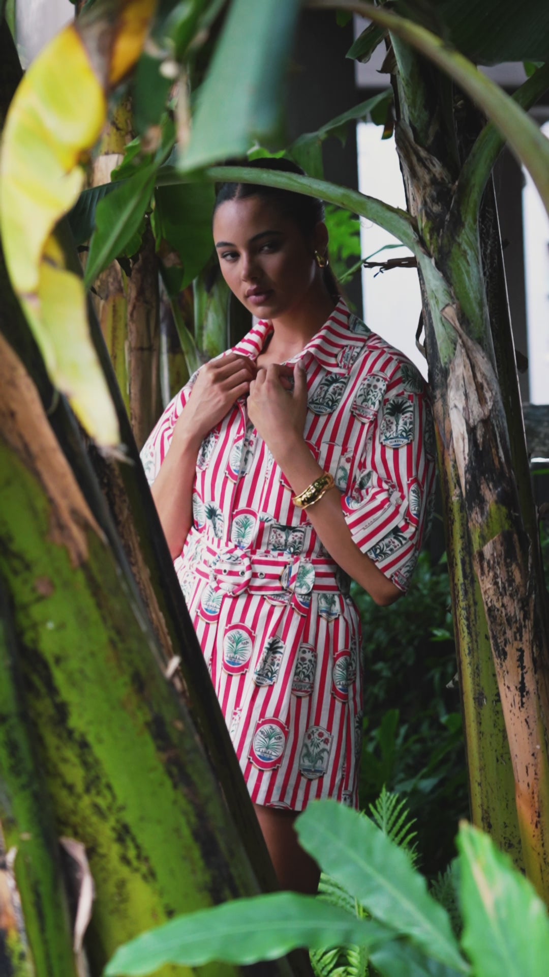 TW6024A Botanica Strisce Shirt Red/White