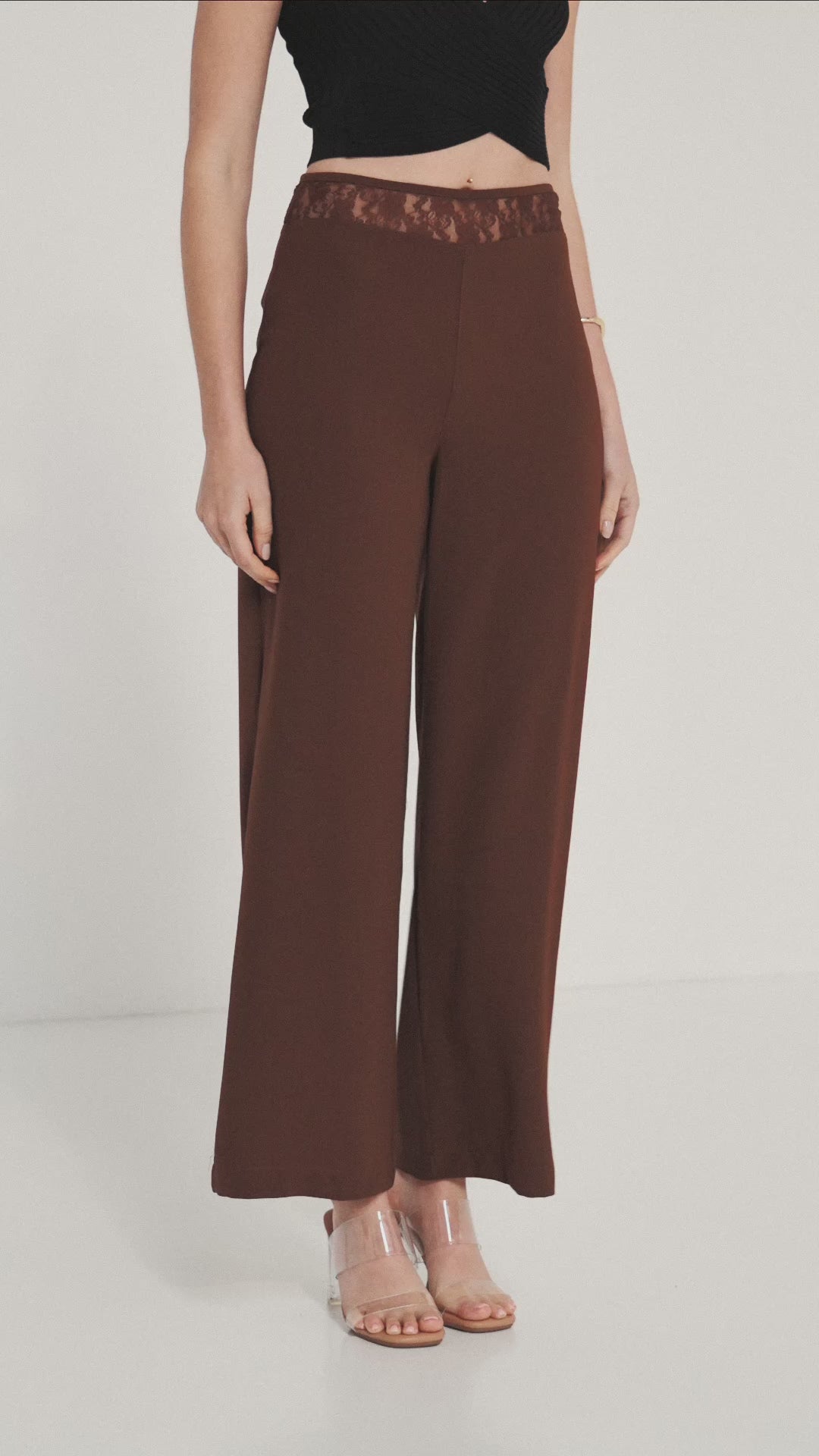 TW4631 Lace Whisper Pant Black. Australian women’s wholesale bottoms fashion from Rosebullet the label. Delicate lace panel details.