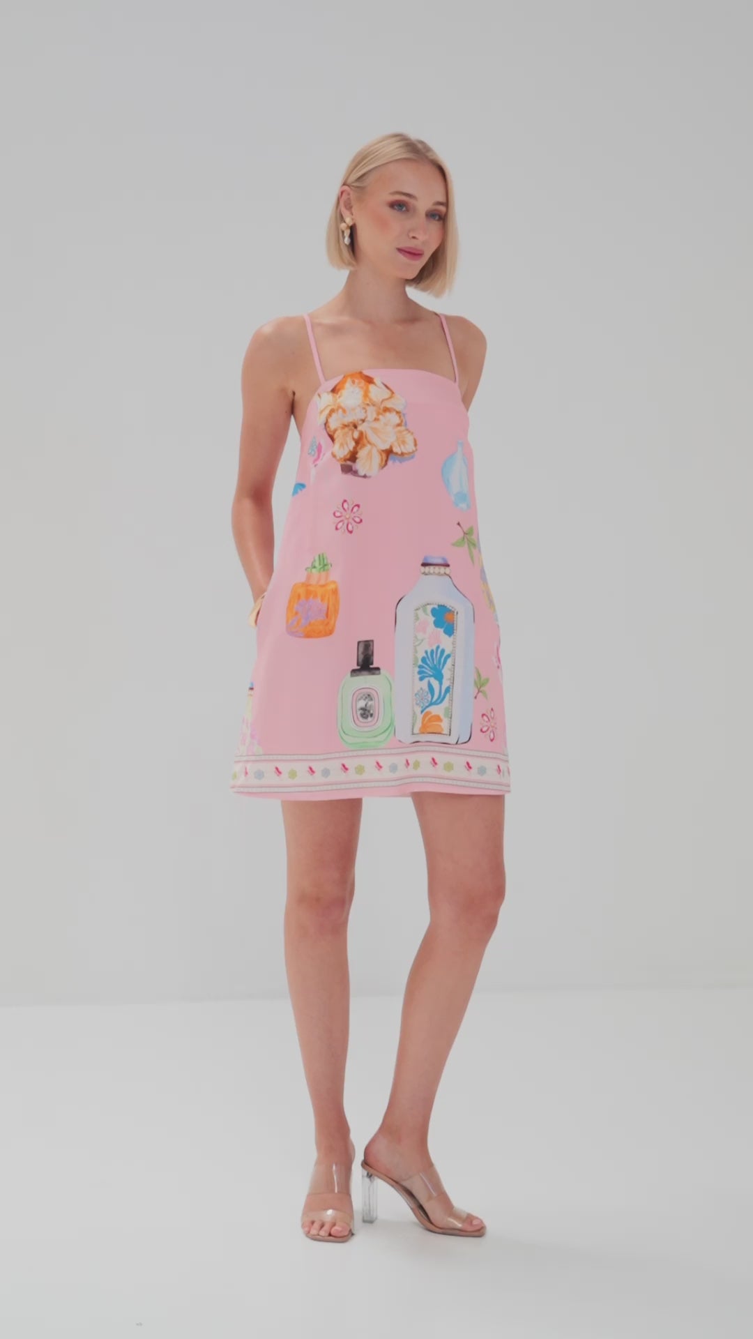 TW4615E Perfume Dreams Mini Dress Pink Print