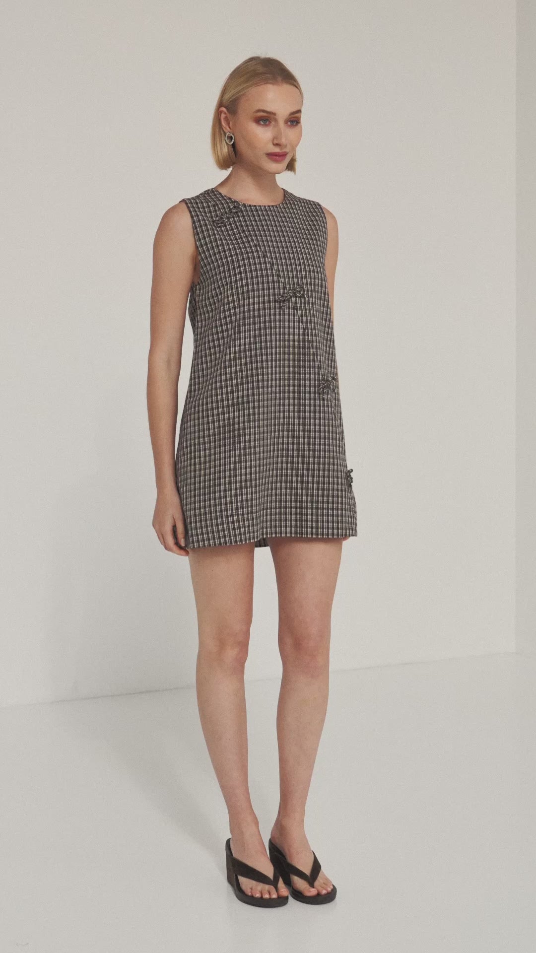 TW4182A The Check Edit Mini Dress Brown