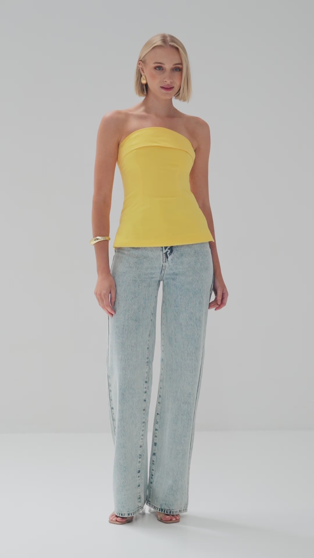 TW4765 Oslo Linen Strapless Top Yellow