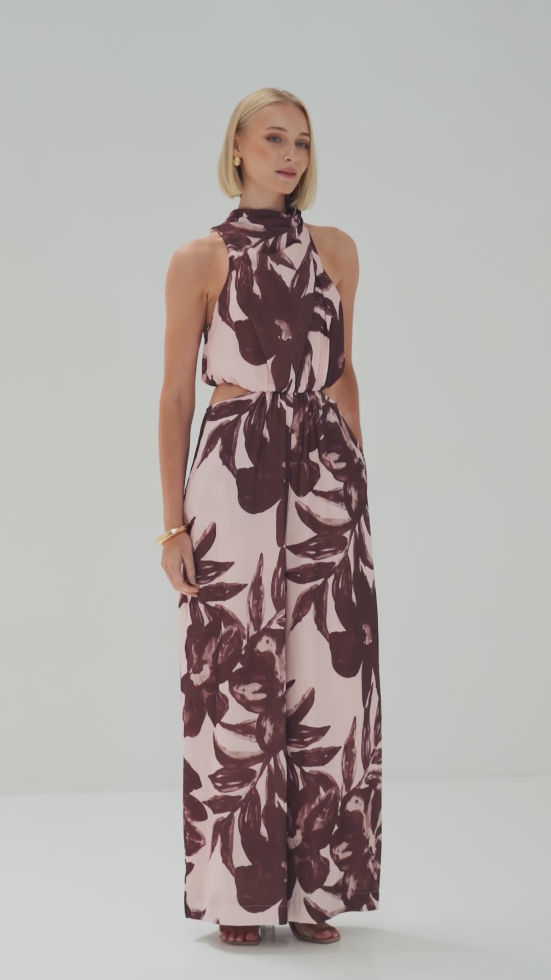 TW3727A Junia Print Jumpsuit Pink/Choco