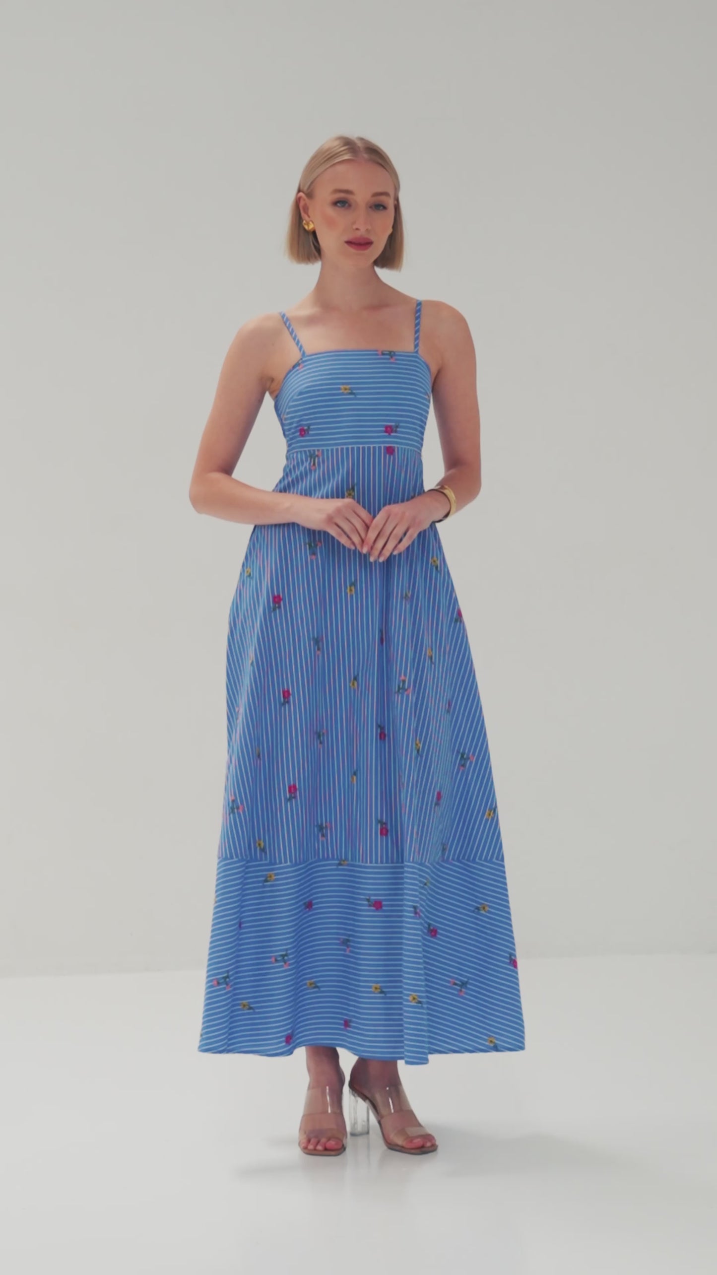 TW4752 Mist Spaghetti Strap Maxi Dress Blue