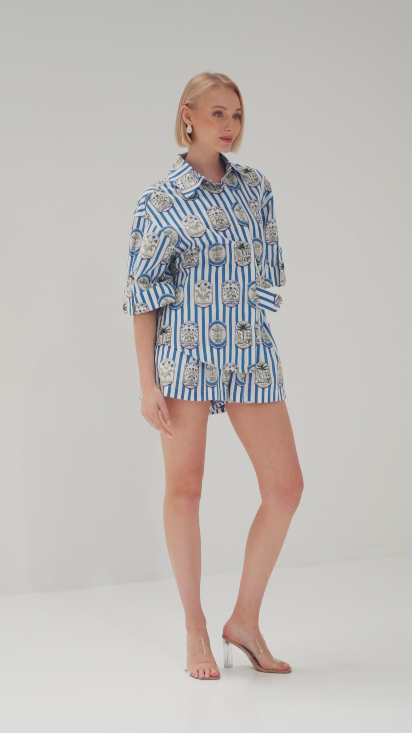 TW6024A Botanica Strisce Shirt Blue/White