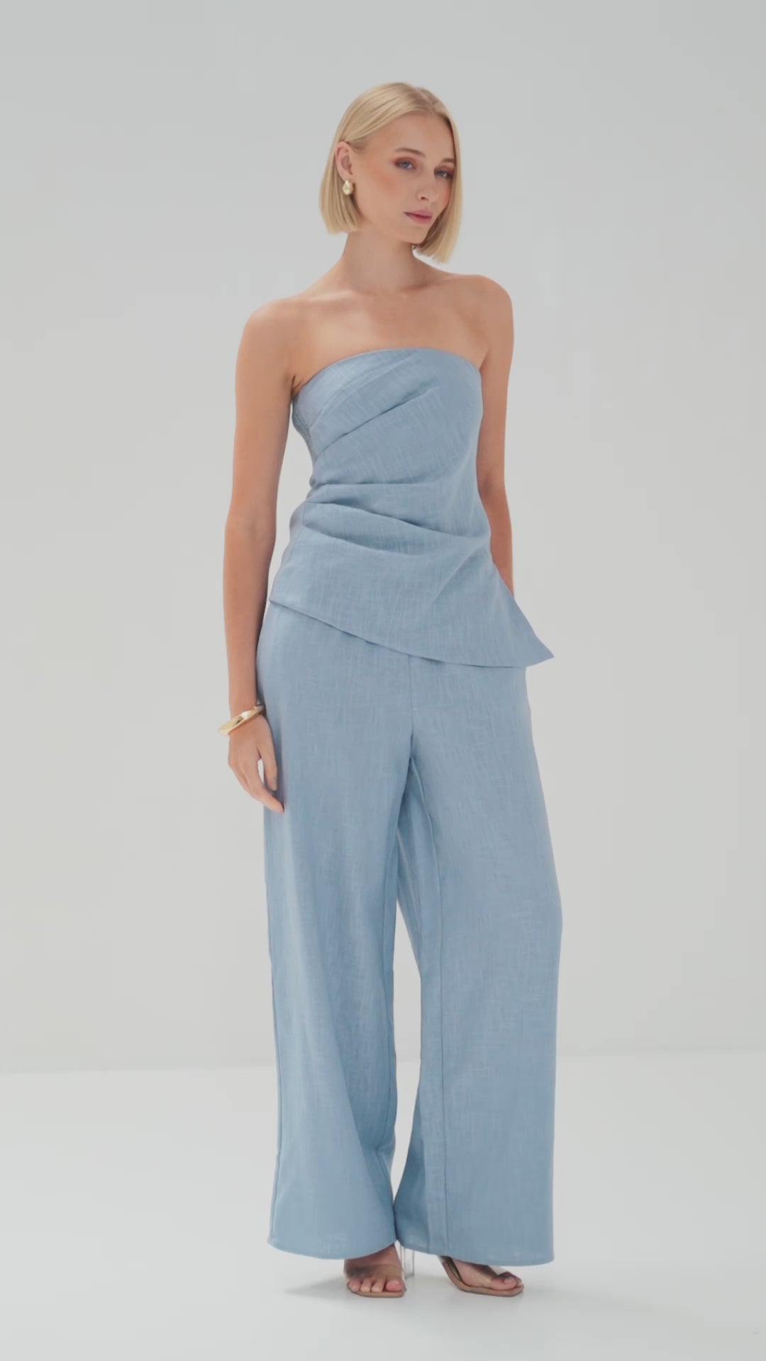 TW4823 Neutral Edit Strapless Top Blue