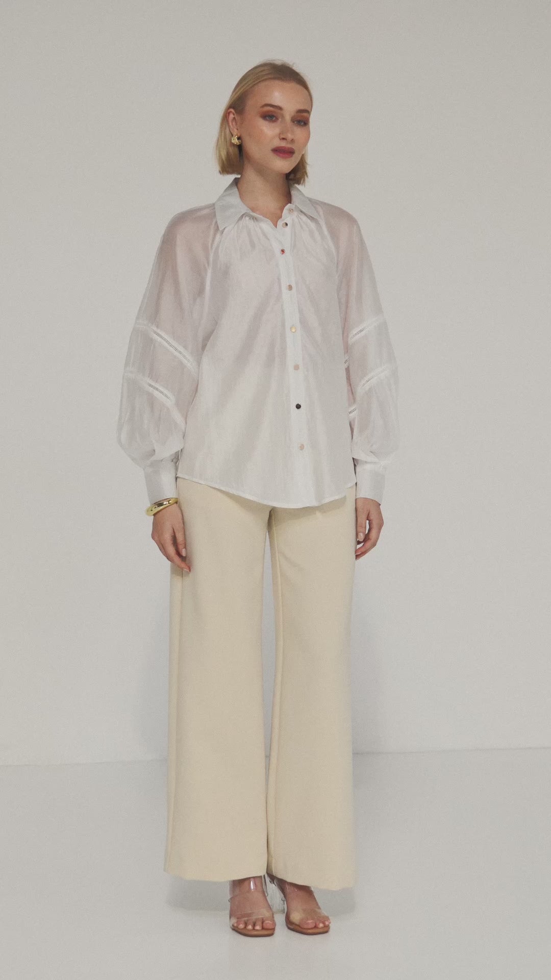 TW5012 Evienne Sheer Blouse White