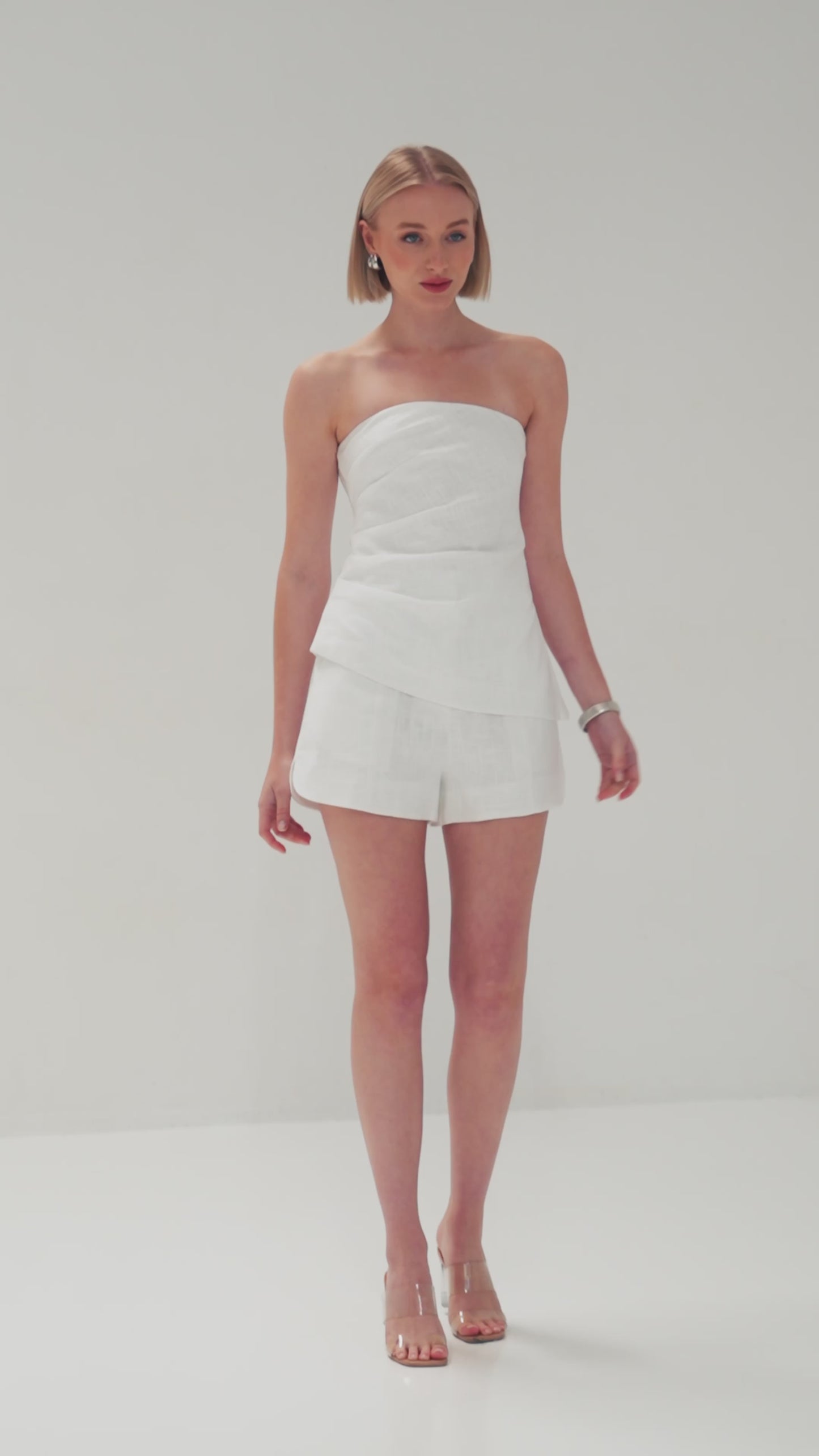 TW4823 Neutral Edit Strapless Top White
