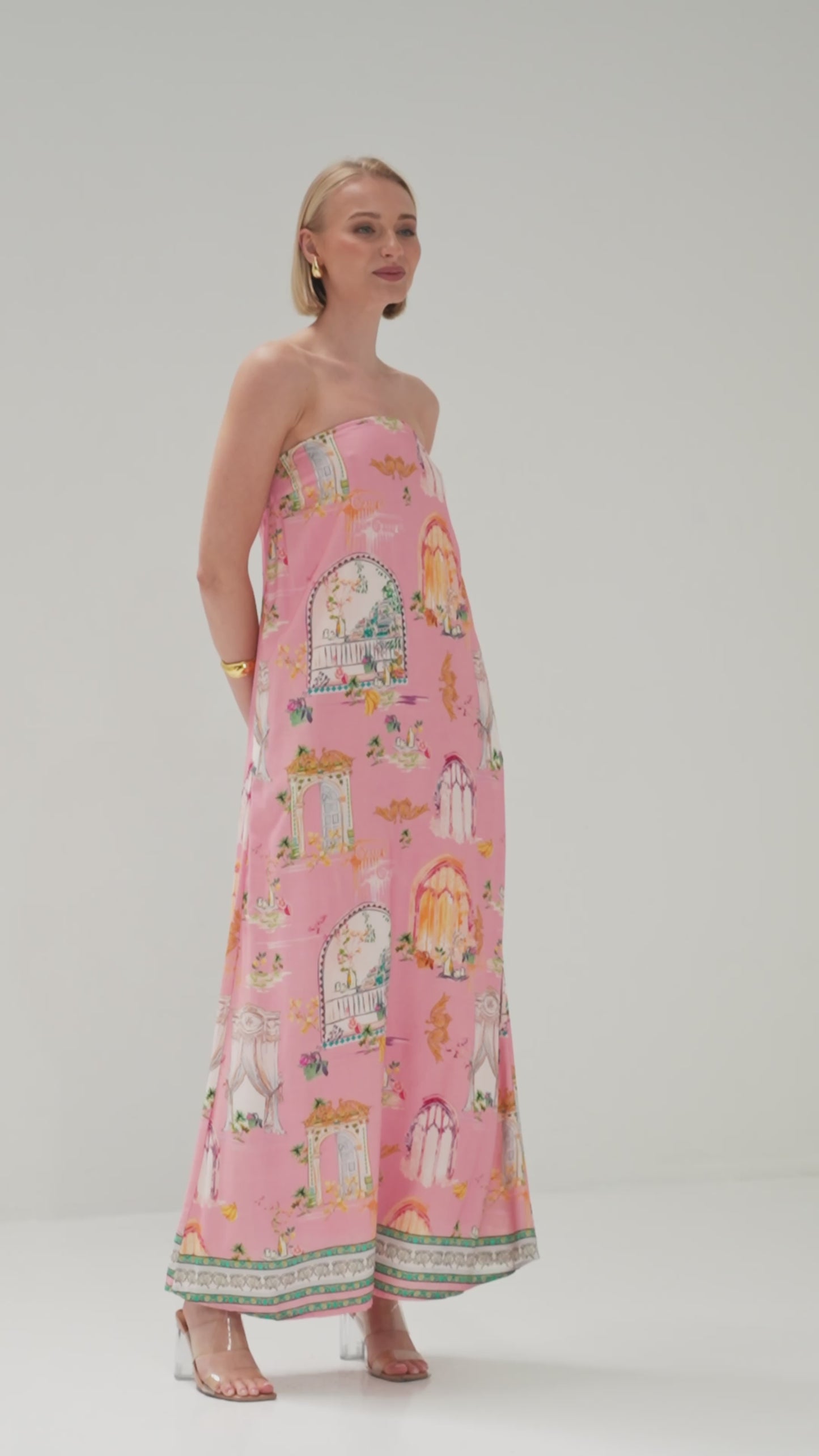 TW4628C Sunlit Arches Strapless Maxi Dress Pink