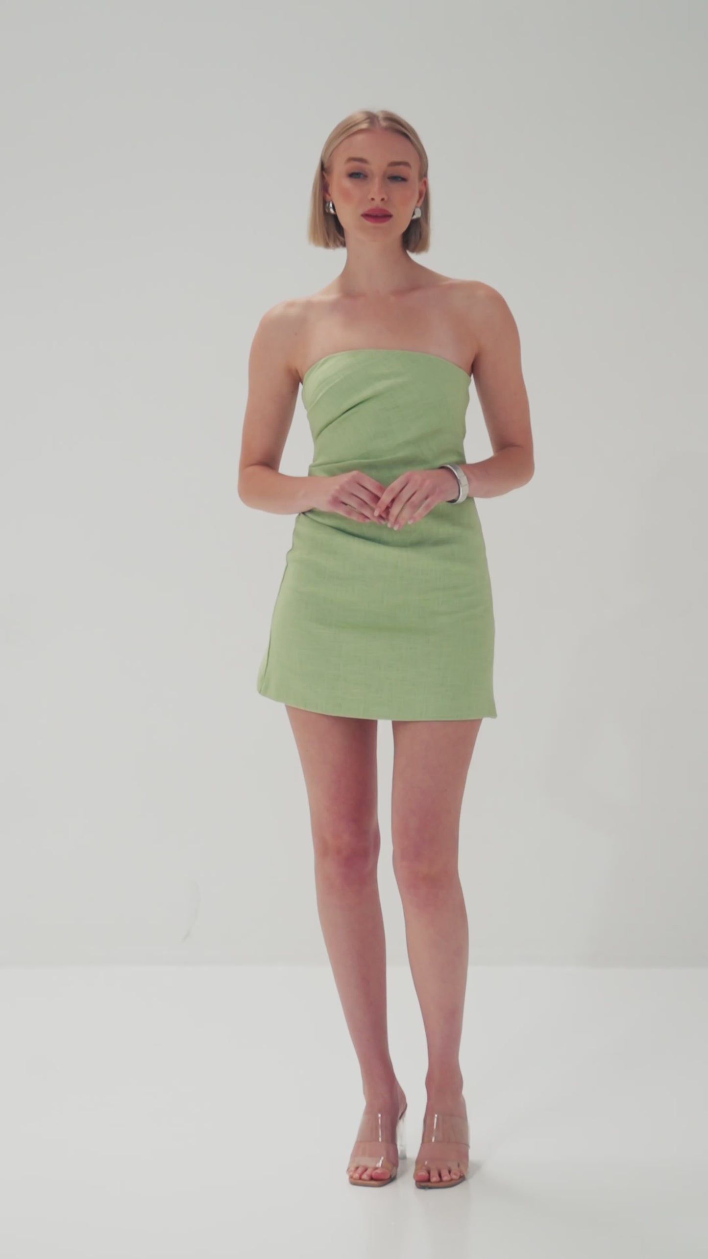 TW4825 Neutral Edit Strapless Mini Dress Mint