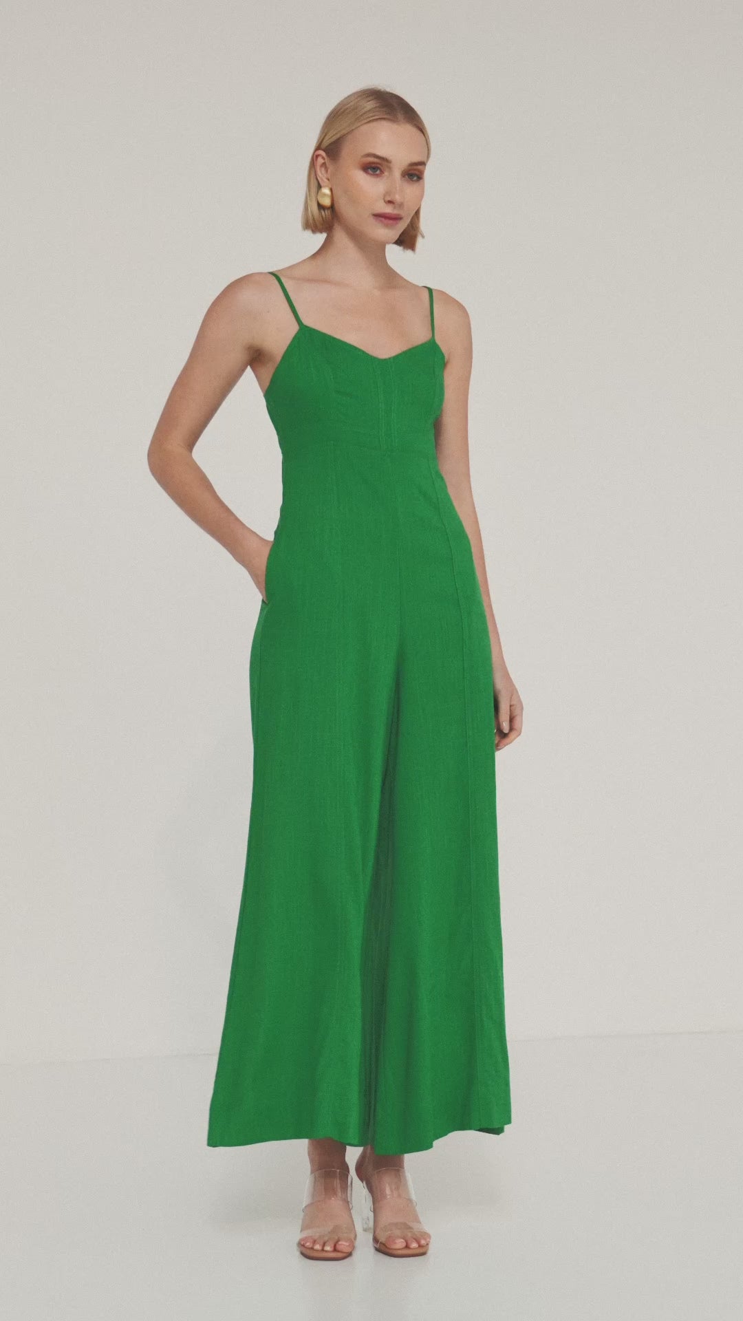 TT9710 Jada Linen Jumpsuit Green