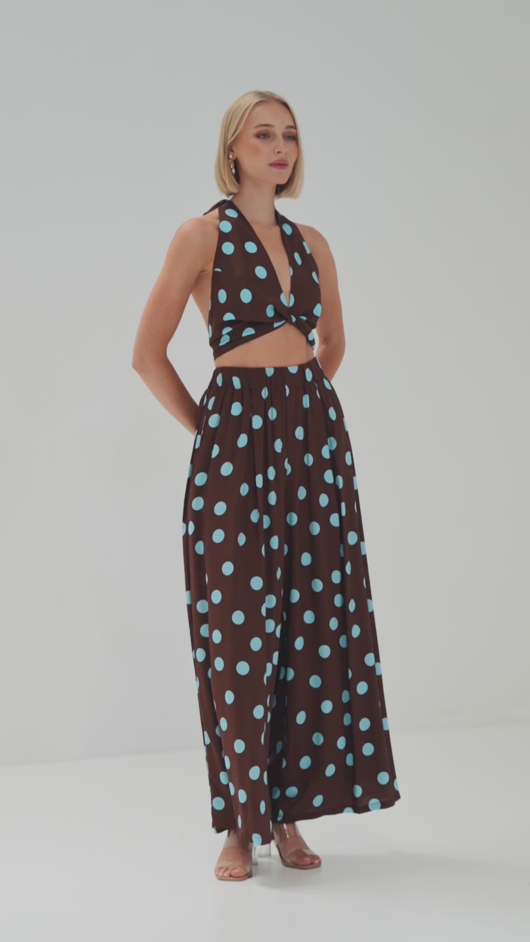 TW4792A Rosalie Polka Dot Pants Choco/Blue