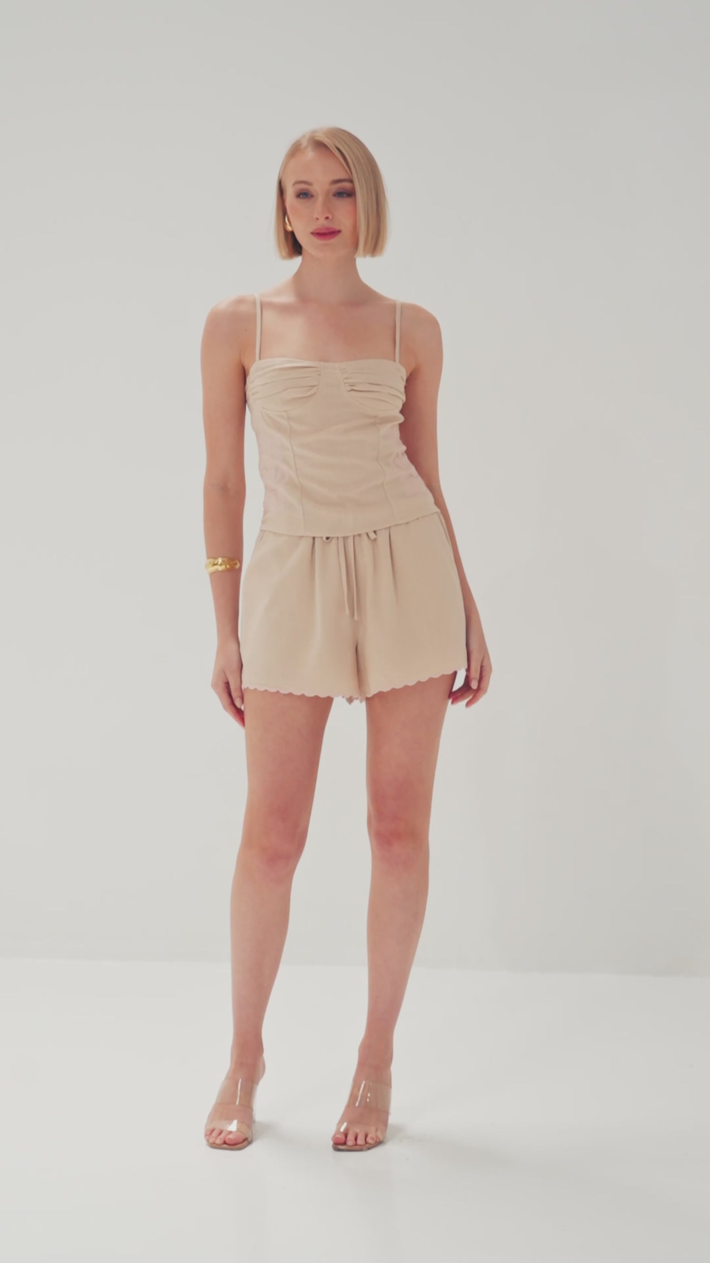 TW4773 Seraph Embroidery Sleeveless Top Beige/Pink