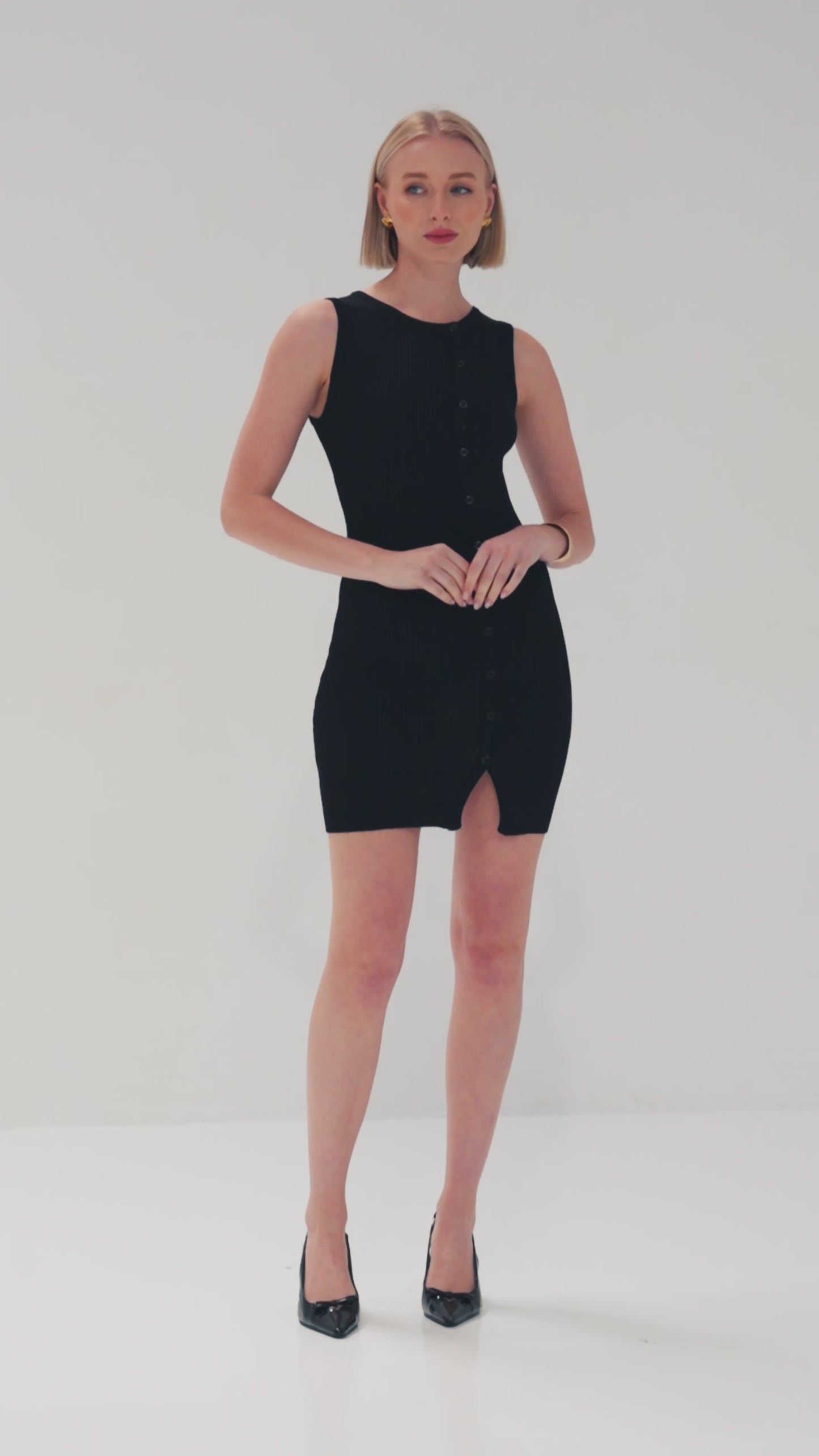 TH25068 Liv Ribbed Mini Dress Black