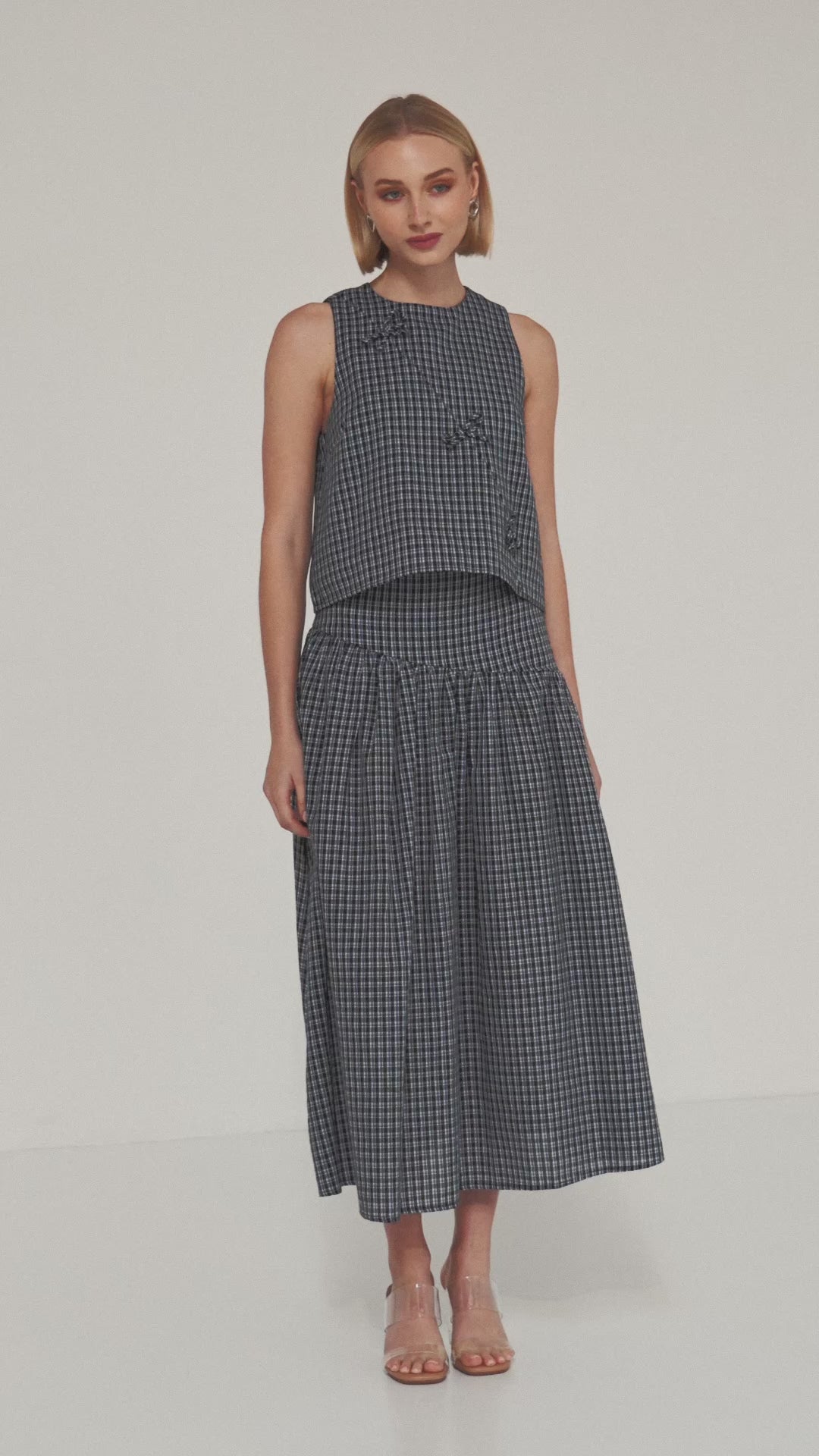 TW4927 The Check Edit Skirt Blue