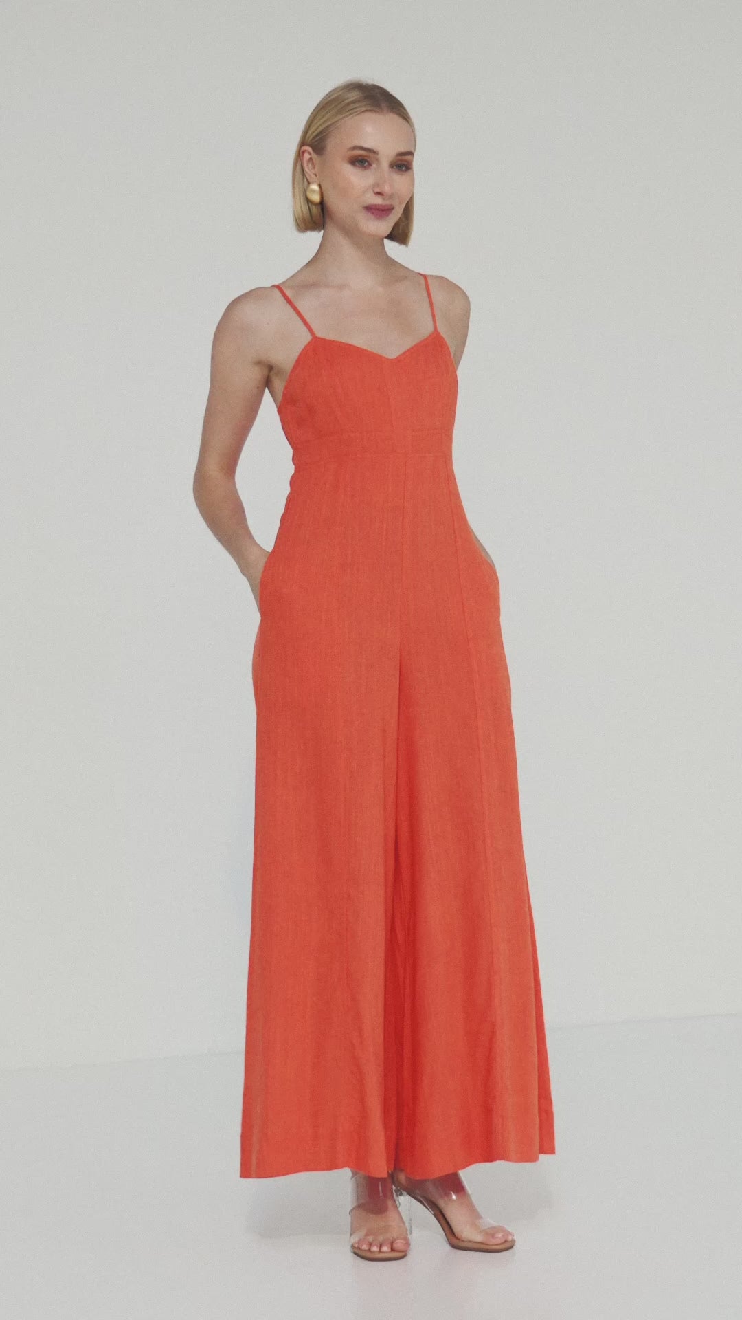TT9710 Jada Linen Jumpsuit Orange