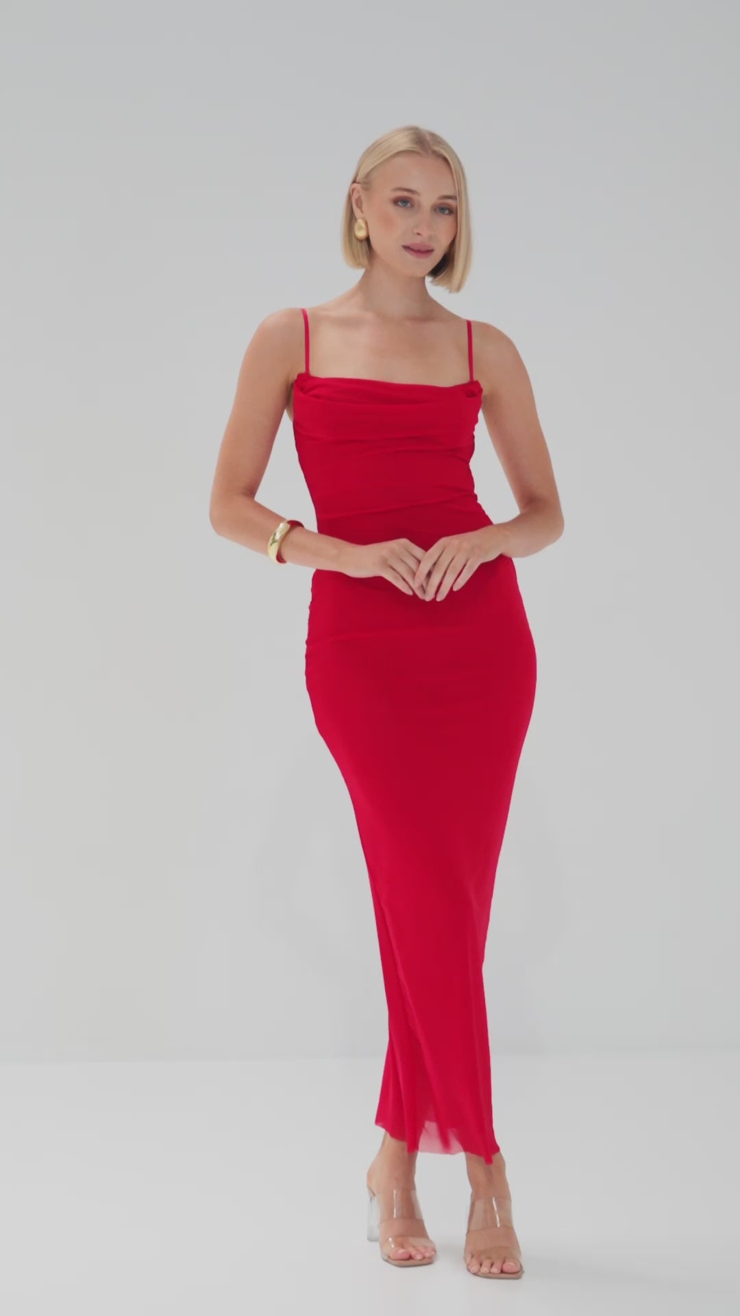 TT326A Lucy plain Mesh Bodycon Dress Red