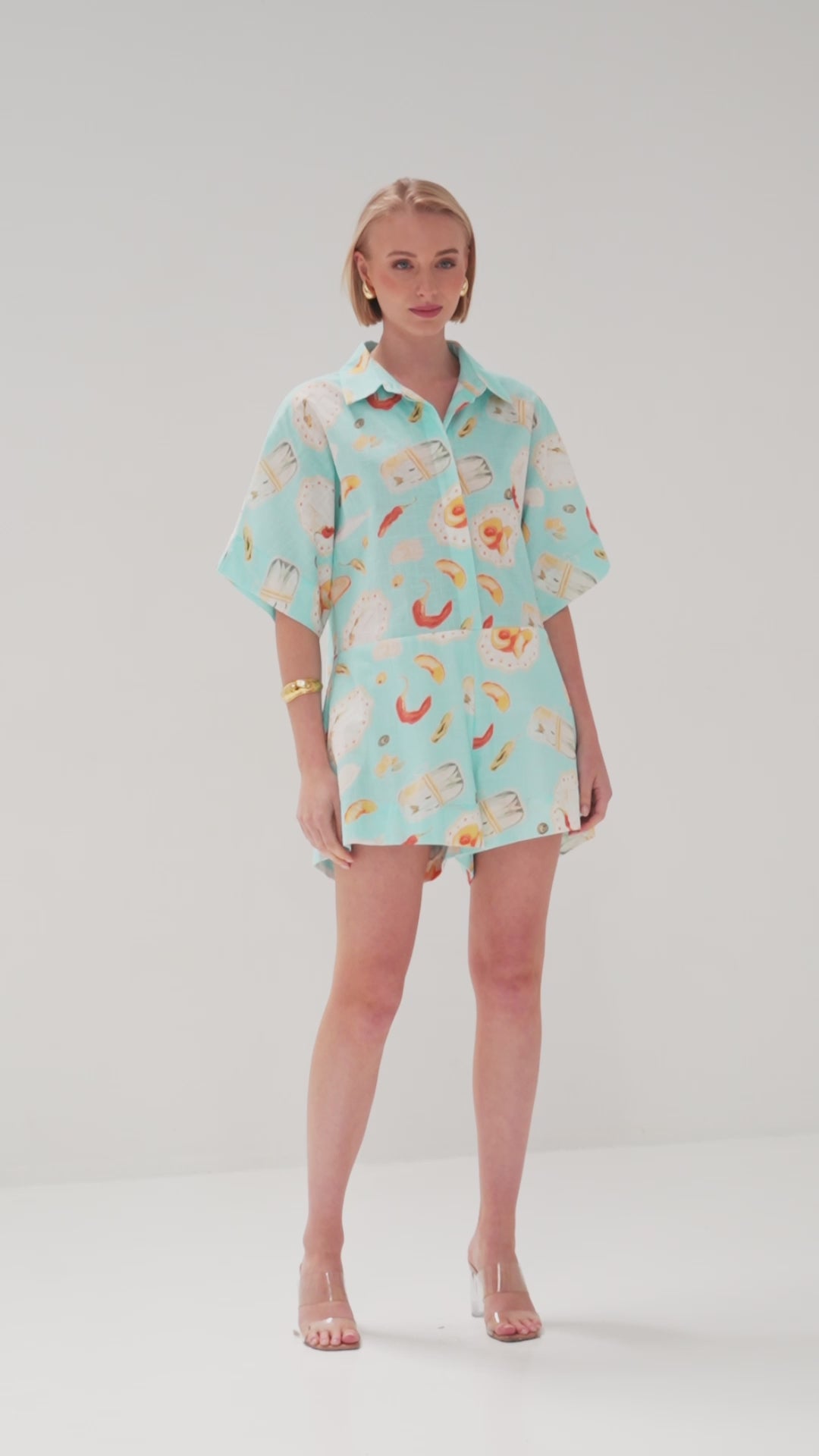 TW4828A Vogue Print Playsuit Blue Print
