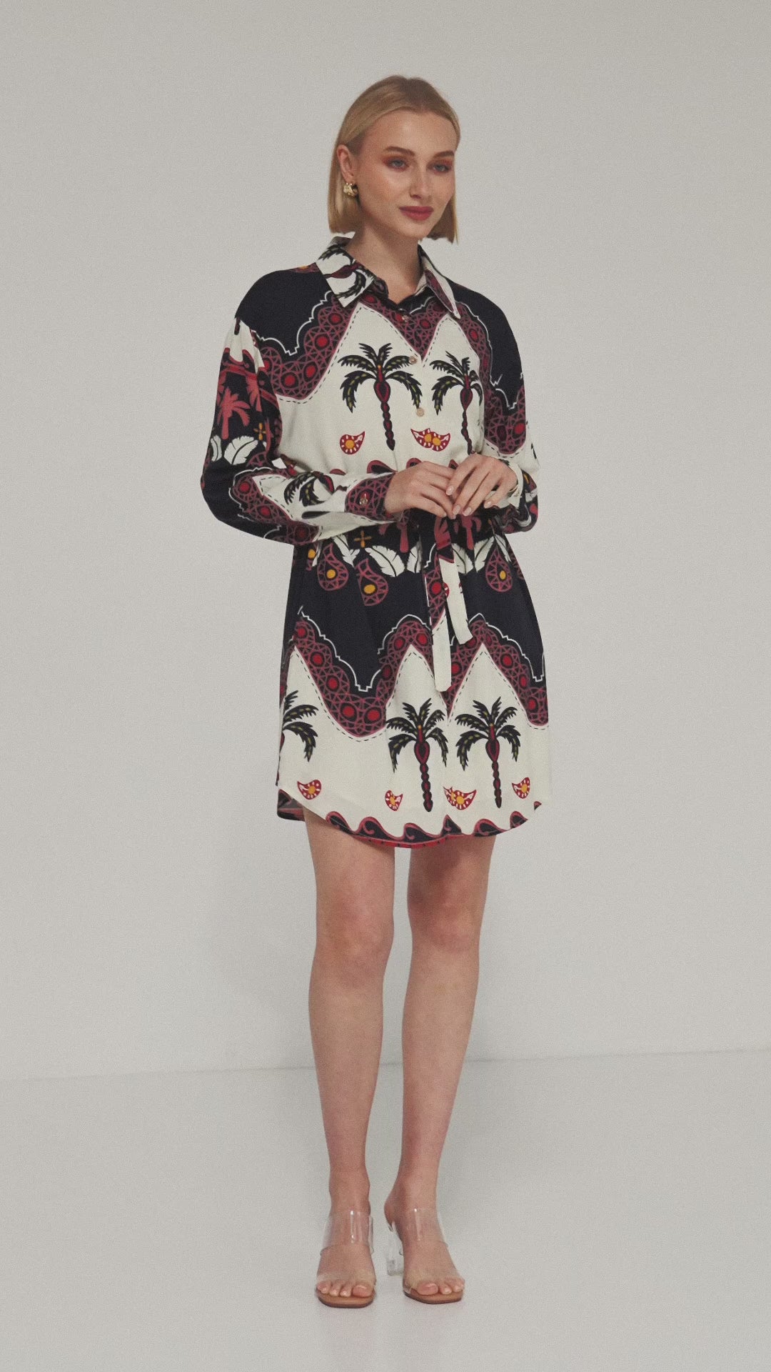 TW5002 Desert Palm Shirt Dress Red