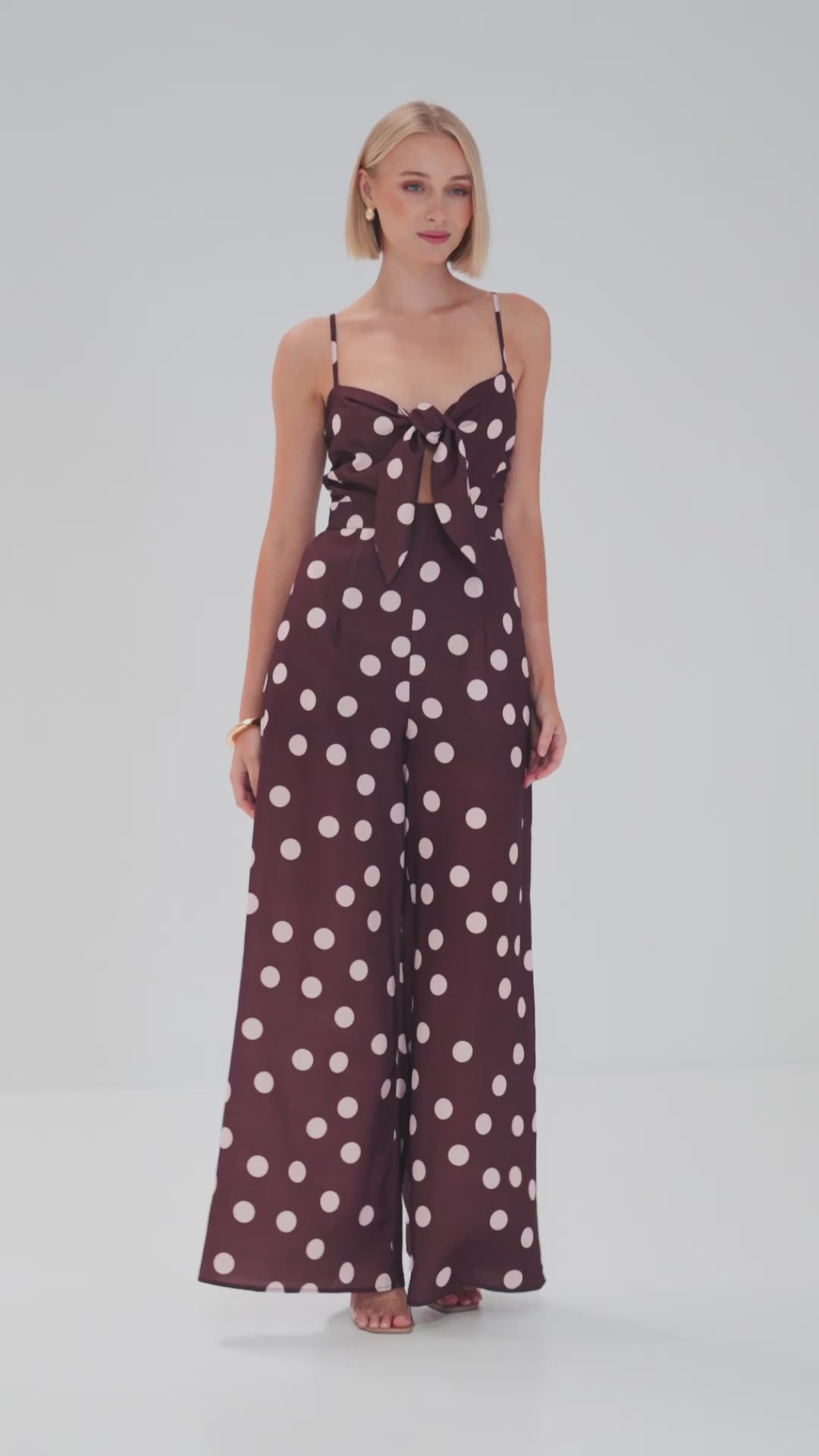 TW3813F Dot Affair Jumpsuit Choco/Pink